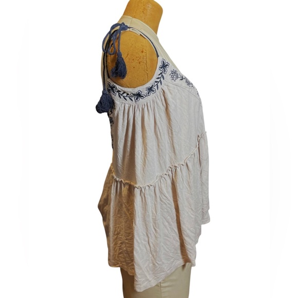 Altar'd State Tops - Embroidered Boho Sleeveless Top with shoulder ties Wide V-neck M medium Altar’d